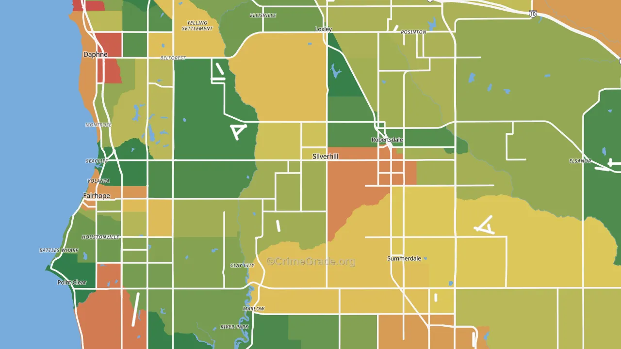 Baldwin County, AL Map of Theft Rates
