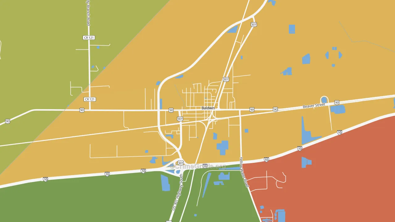 Baldwin, FL Map of Theft Rates