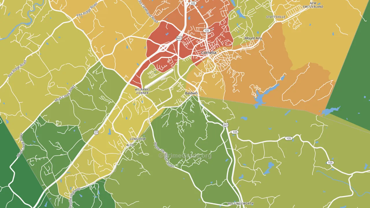 Baldwin, GA Map of Theft Rates