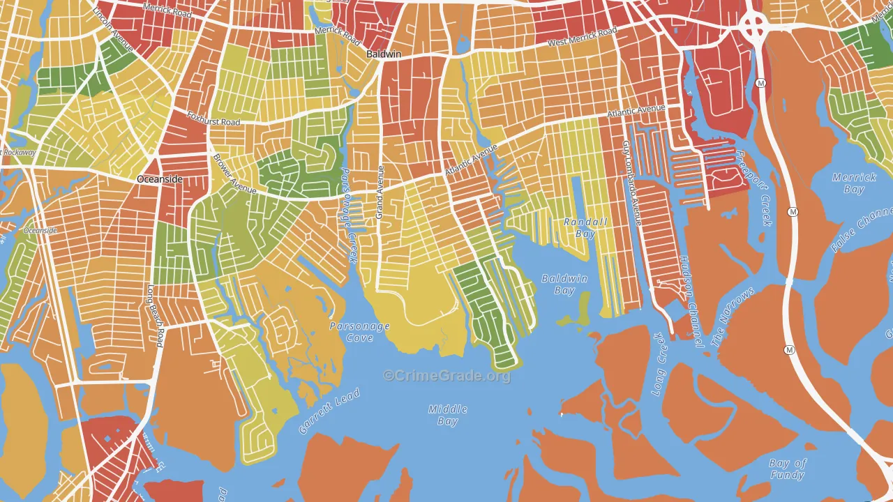 Baldwin Harbor, NY Map of Theft Rates