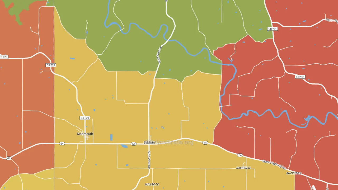 Baldwin, IA Map of Theft Rates