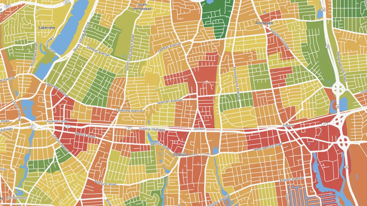 Baldwin, NY Map of Theft Rates