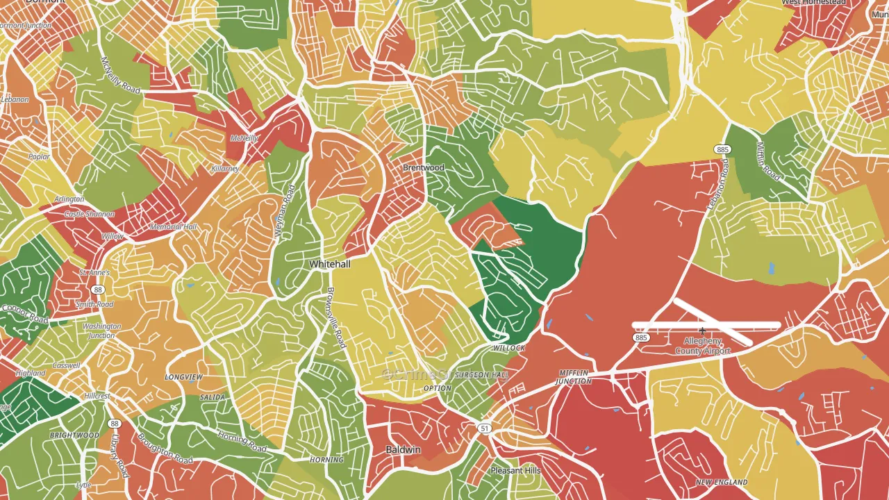 Baldwin, PA Map of Theft Rates