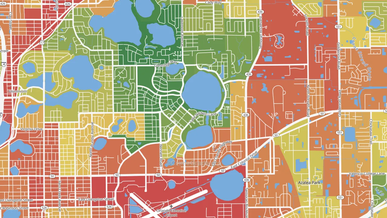Baldwin Park, Orlando, FL Map of Theft Rates