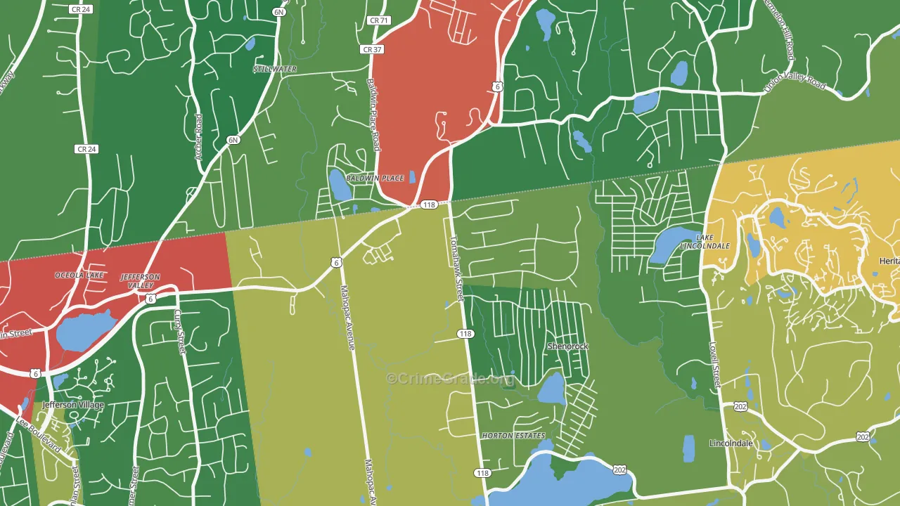 Baldwin Place, NY Map of Theft Rates