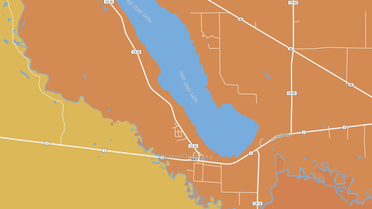 Ball Club, MN Map of Theft Rates