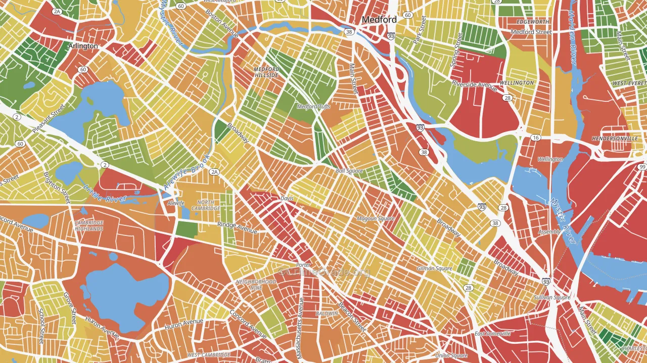 Ball Square, Somerville, MA Map of Theft Rates