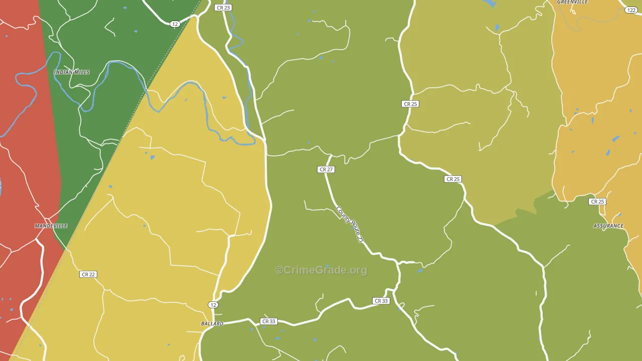 Ballard, WV Map of Theft Rates