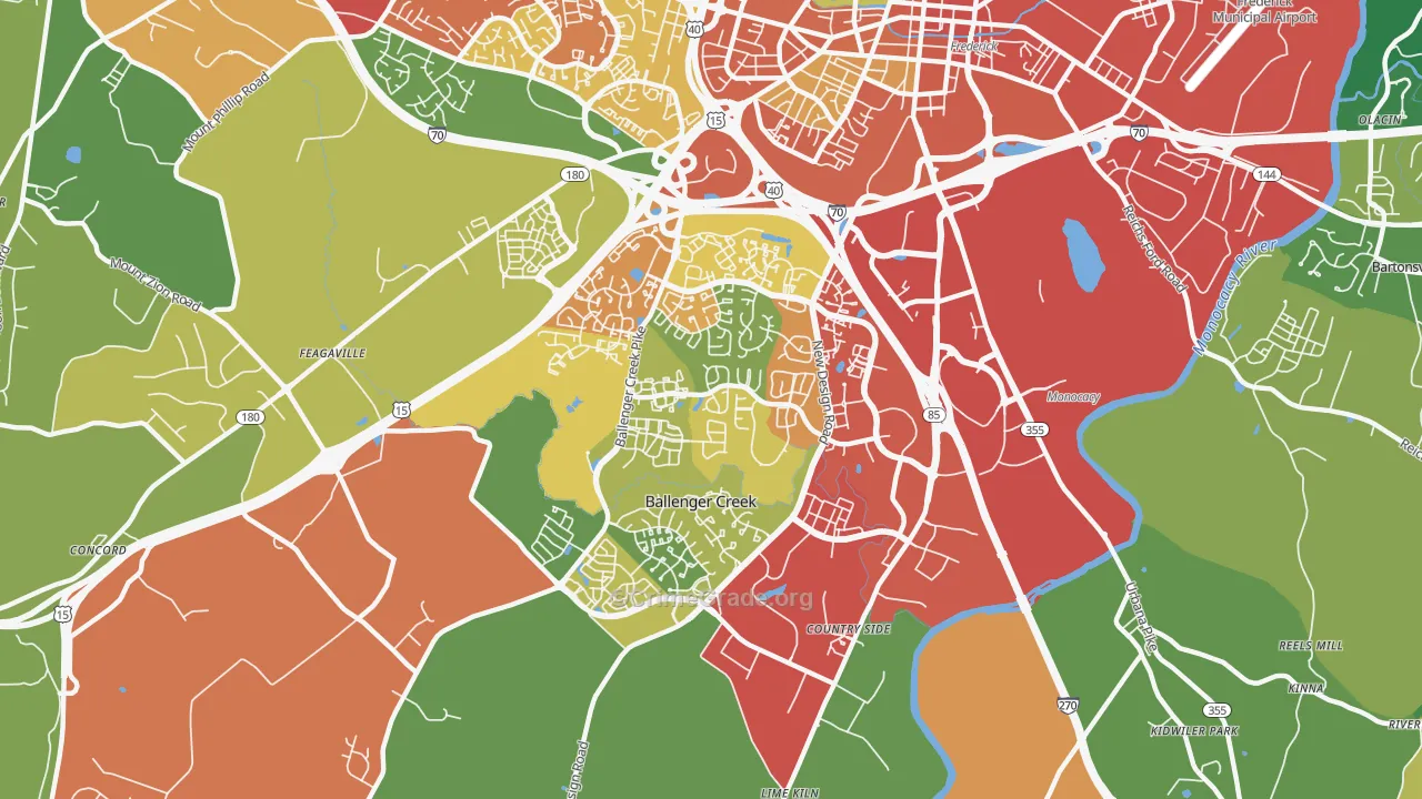 Ballenger Creek, MD Map of Theft Rates