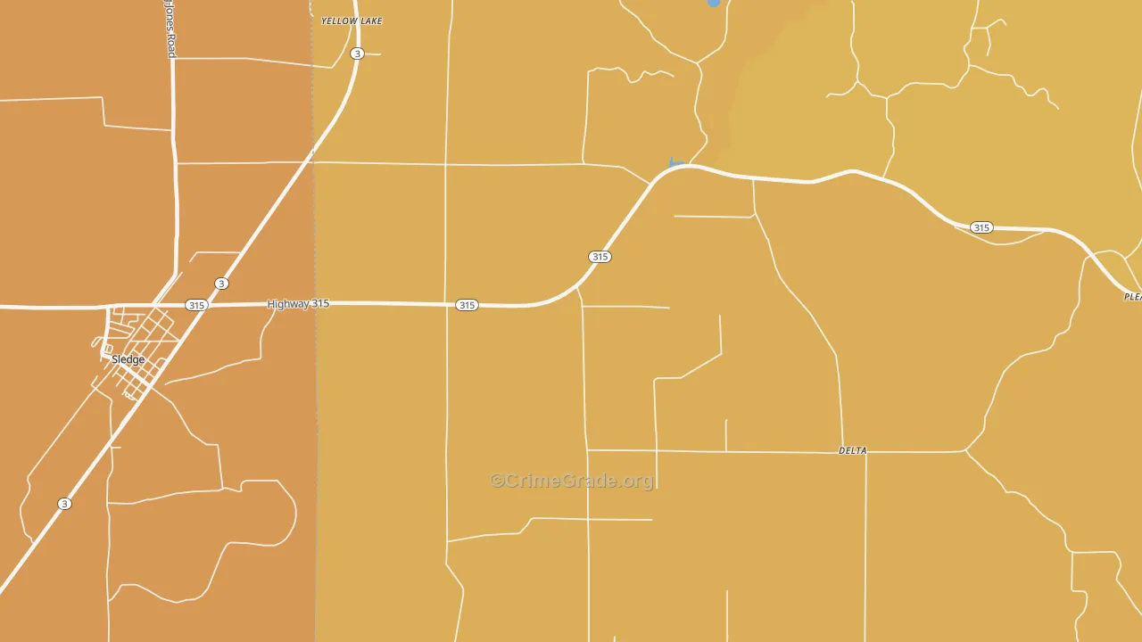 Ballentine, MS Map of Theft Rates