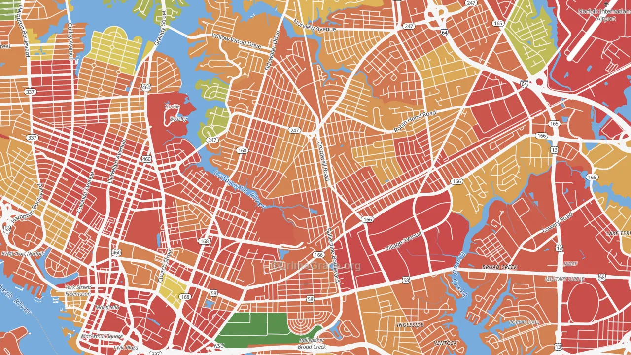 Ballentine Place, Norfolk, VA Map of Theft Rates
