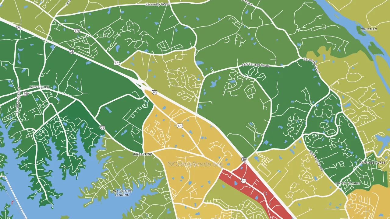 Ballentine, SC Map of Theft Rates