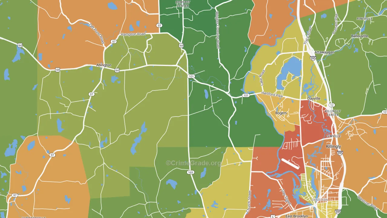 Ballouville, CT Map of Theft Rates