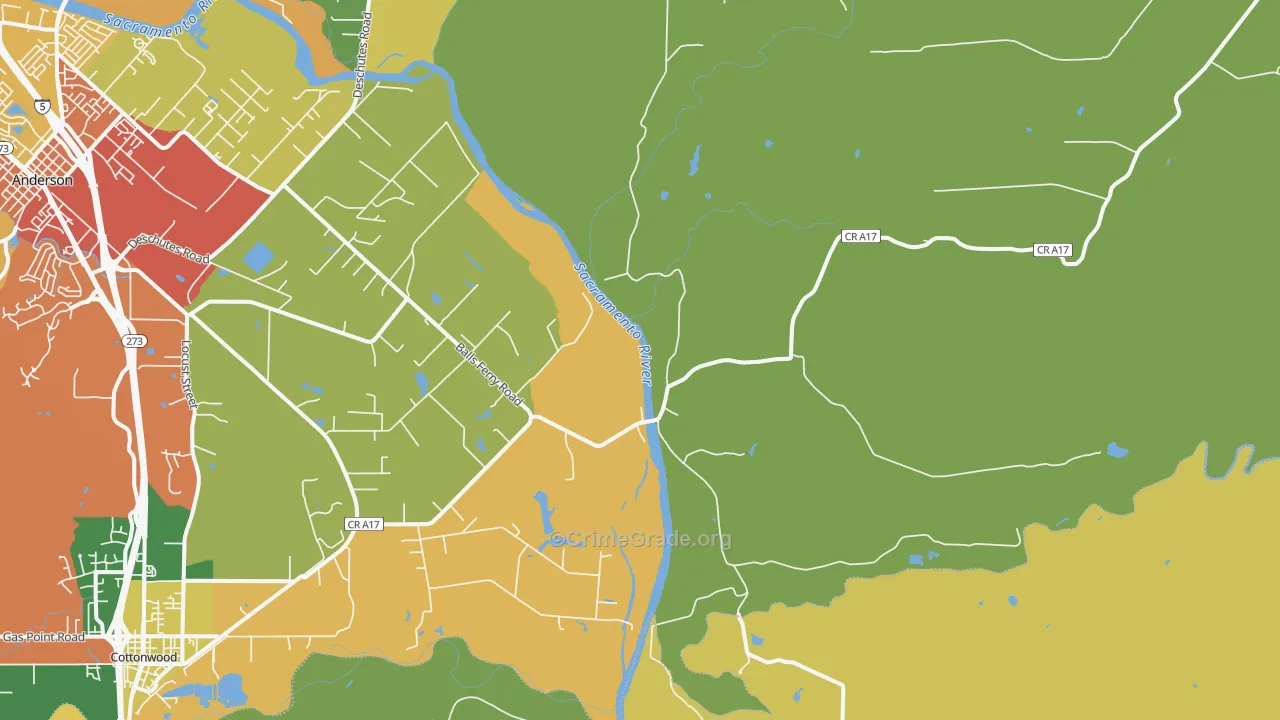 Balls Ferry, CA Map of Theft Rates