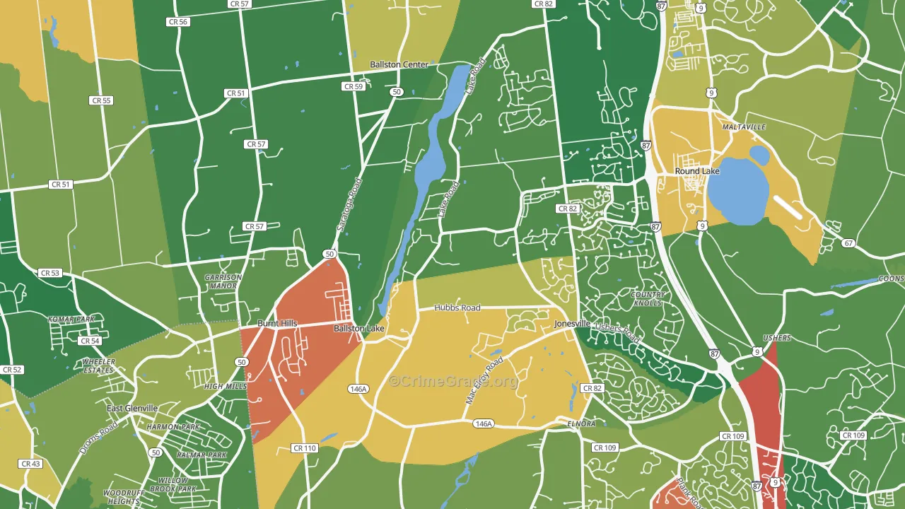 Ballston Lake, NY Map of Theft Rates
