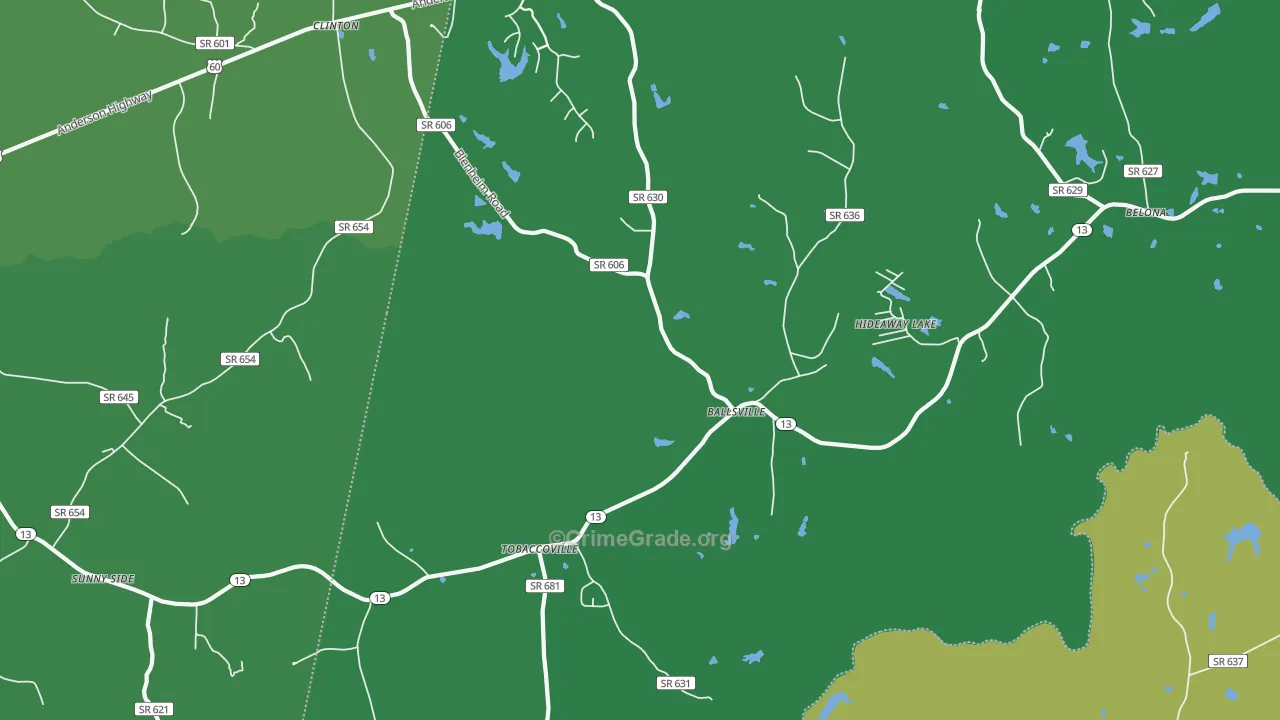 Ballsville, VA Map of Theft Rates