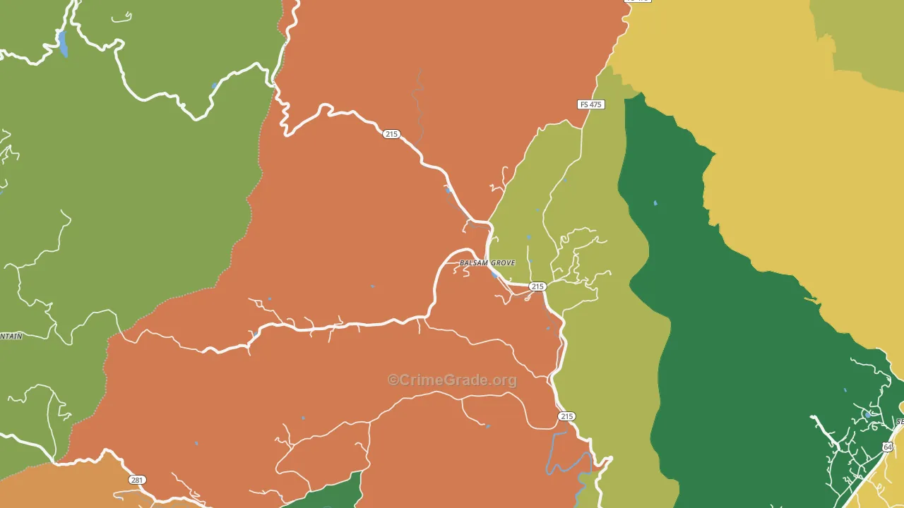 Balsam Grove, NC Map of Theft Rates
