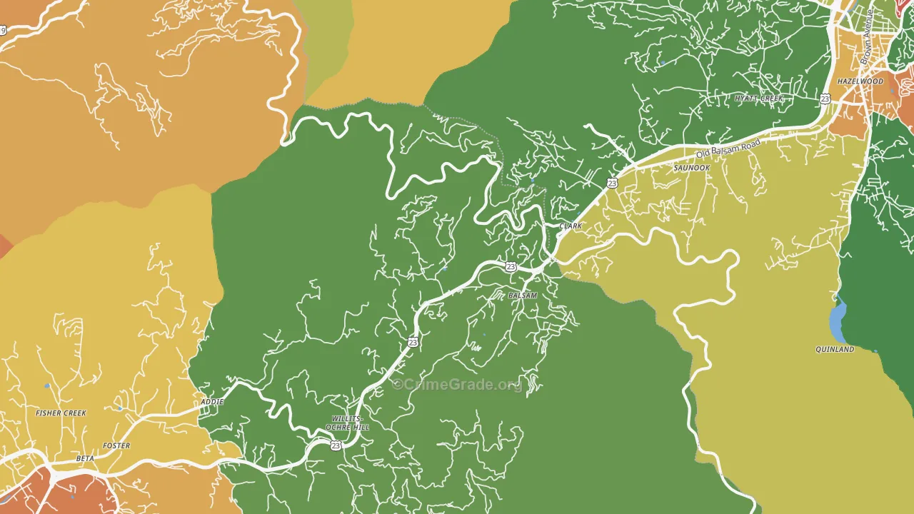 Balsam, NC Map of Theft Rates