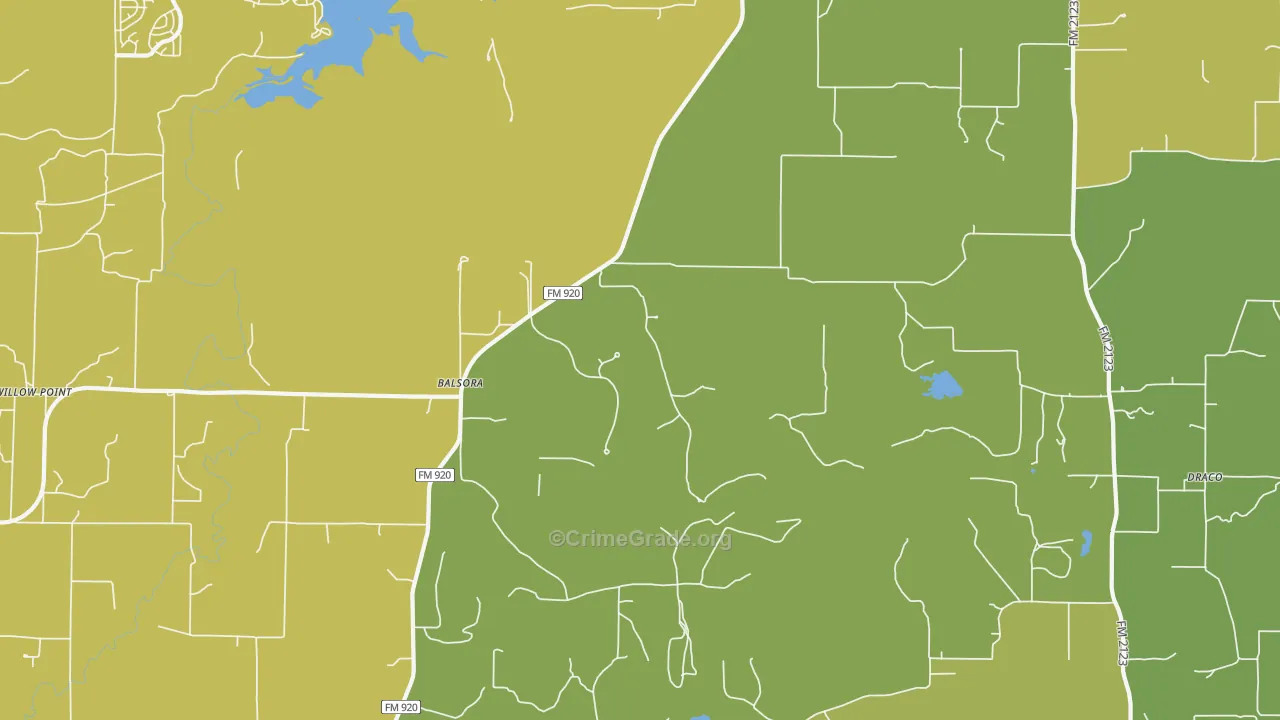 Balsora, TX Map of Theft Rates