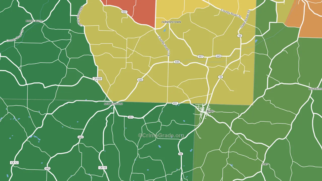 Baltic, OH Map of Theft Rates