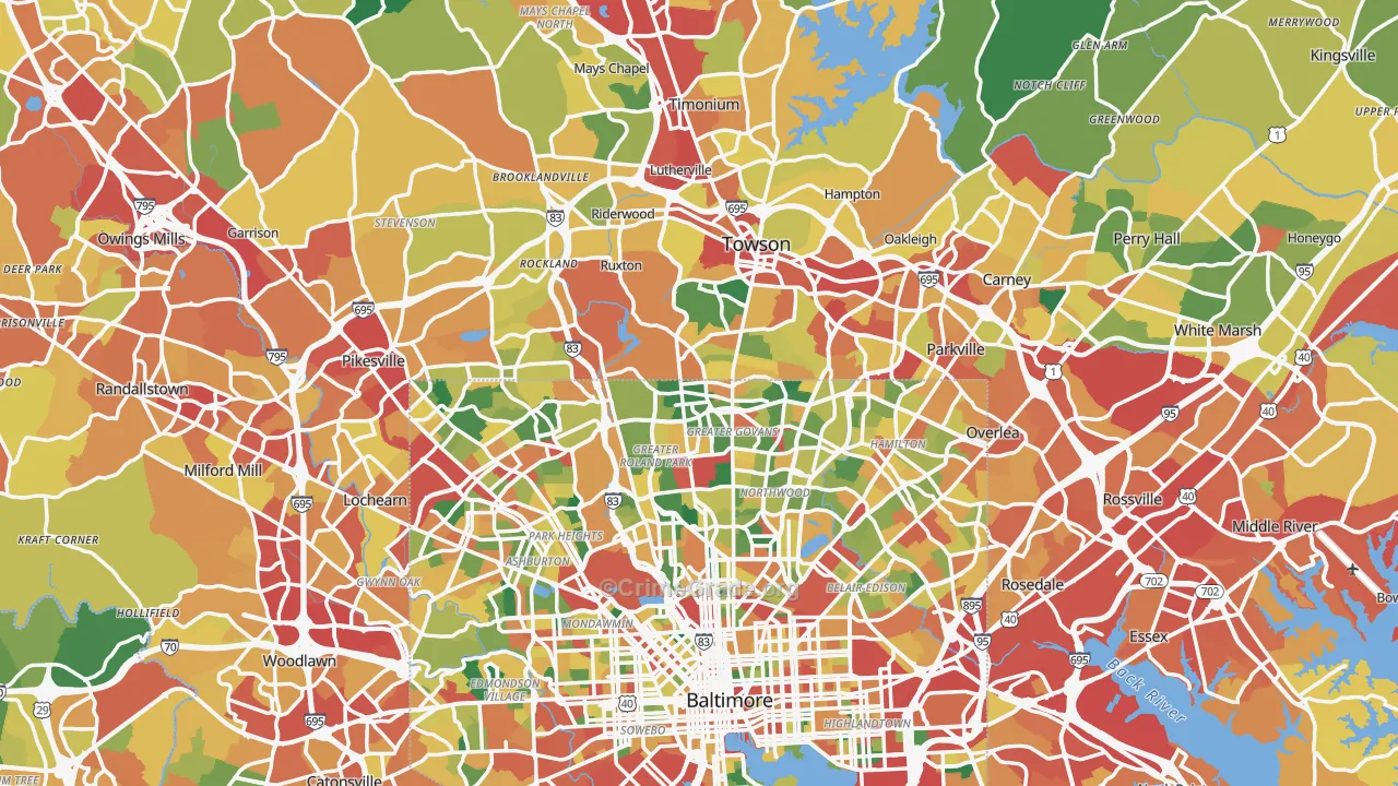 Baltimore County, MD Map of Theft Rates