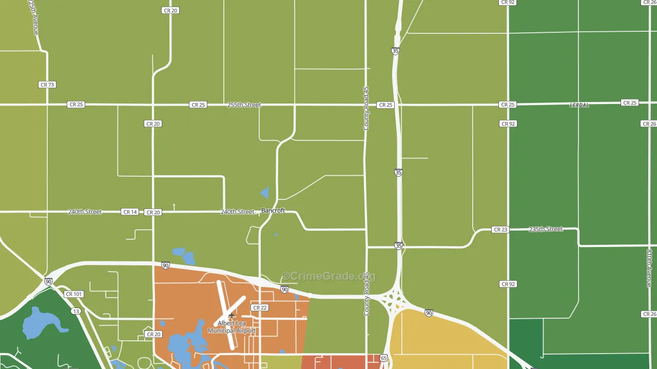 Bancroft, MN Map of Theft Rates