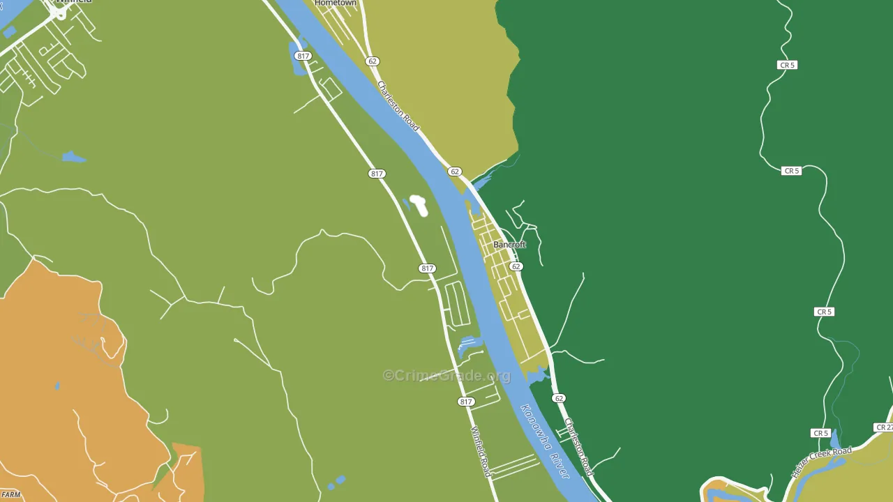 Bancroft, WV Map of Theft Rates