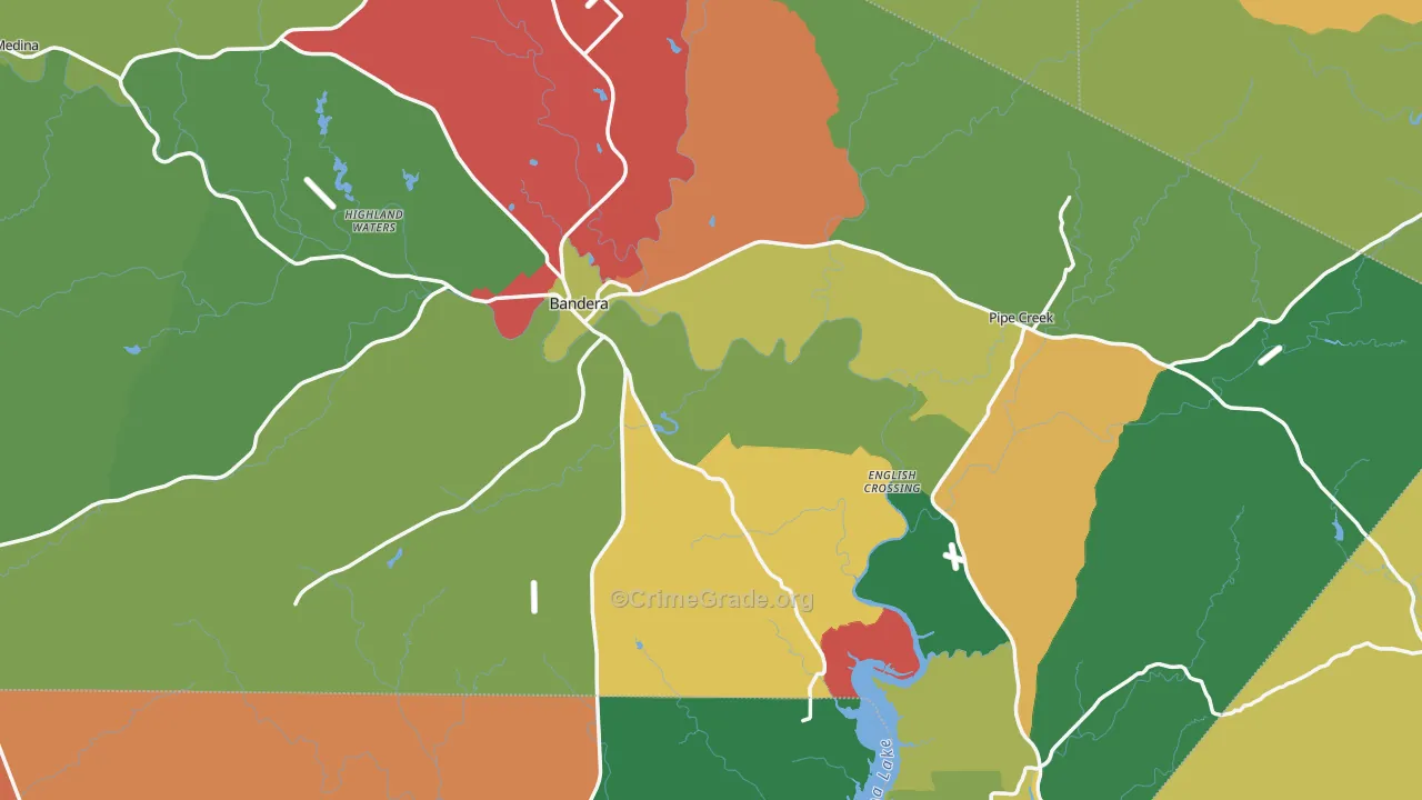 Bandera County, TX Map of Theft Rates