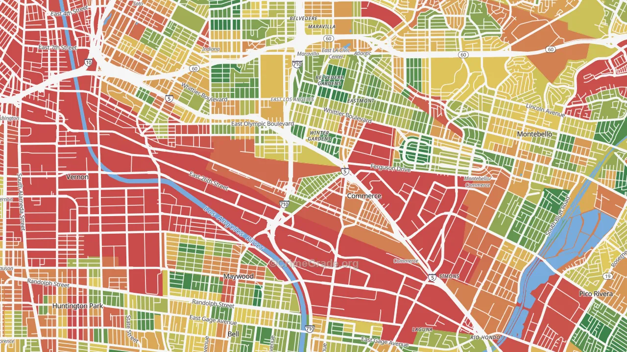 Bandini, Commerce, CA Map of Theft Rates