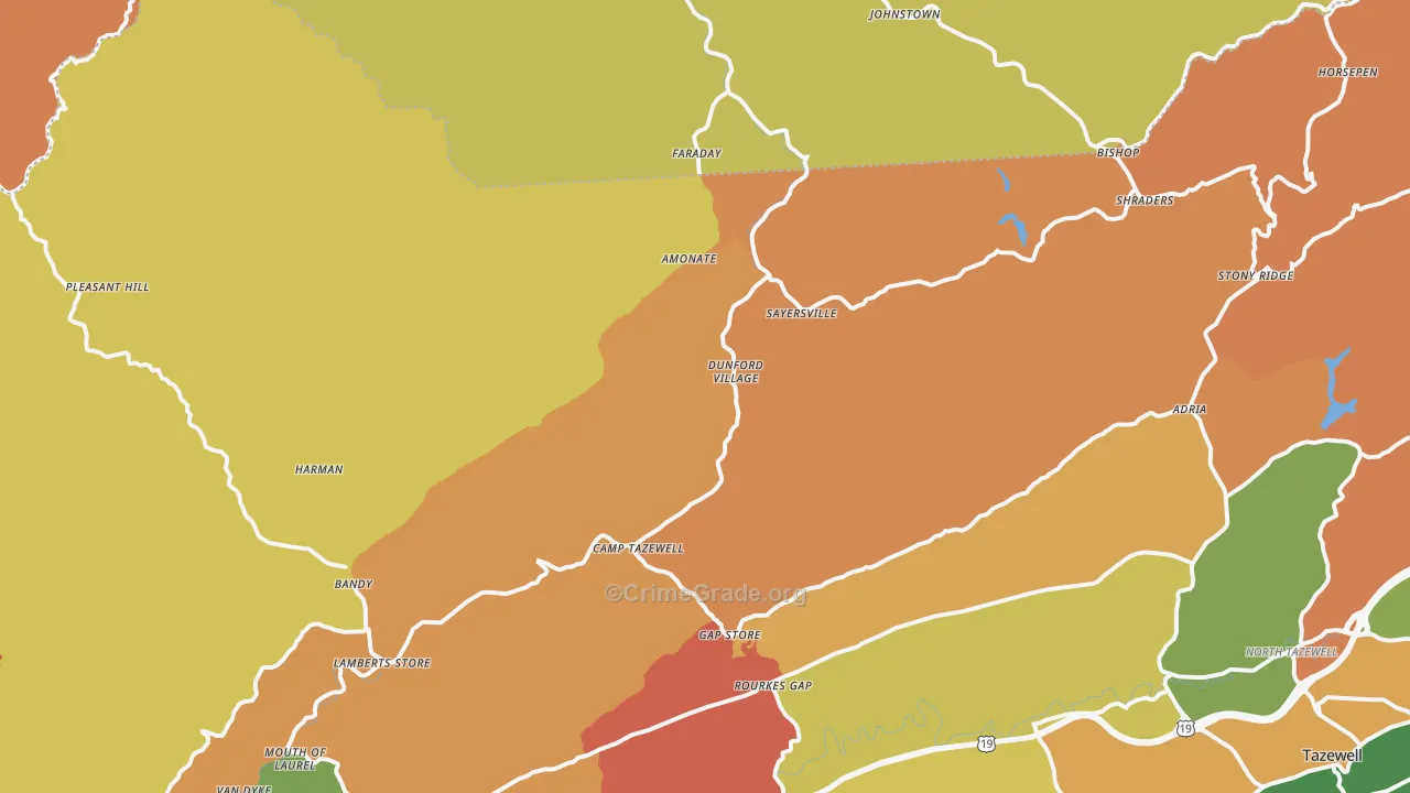 Bandy, VA Map of Theft Rates