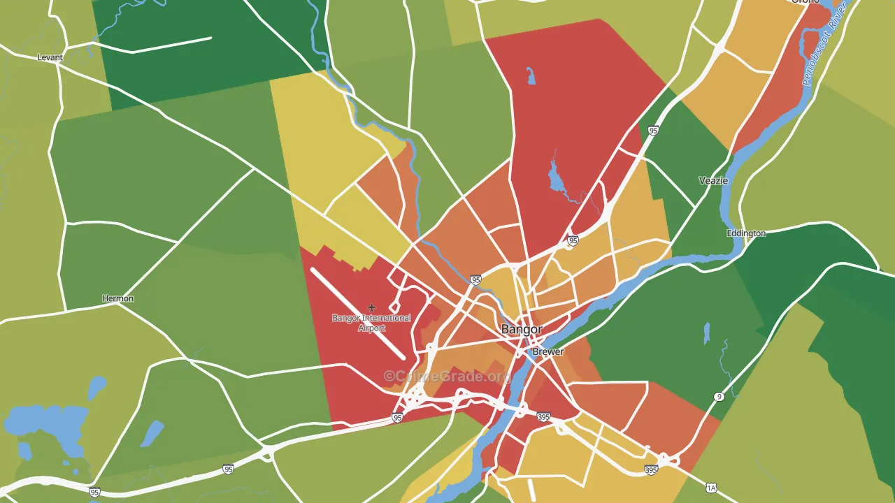 Bangor, ME Map of Theft Rates