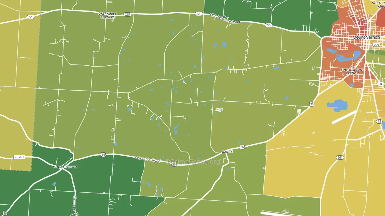 Bangs, OH Map of Theft Rates