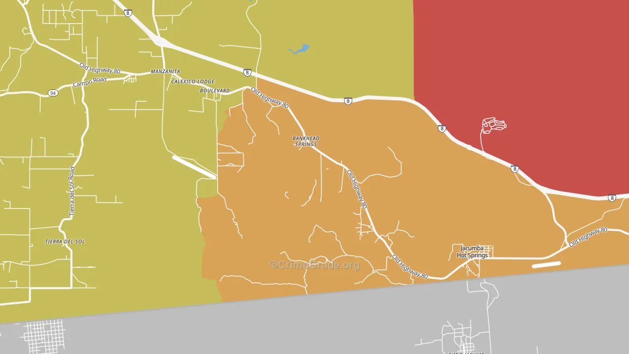 Bankhead Springs, CA Map of Theft Rates