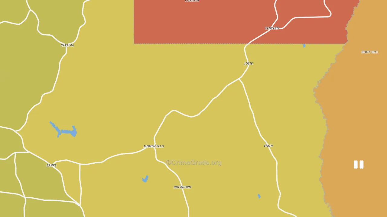 Banks, AL Map of Theft Rates