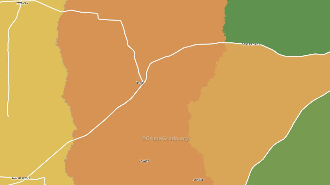 Banks, AR Map of Theft Rates