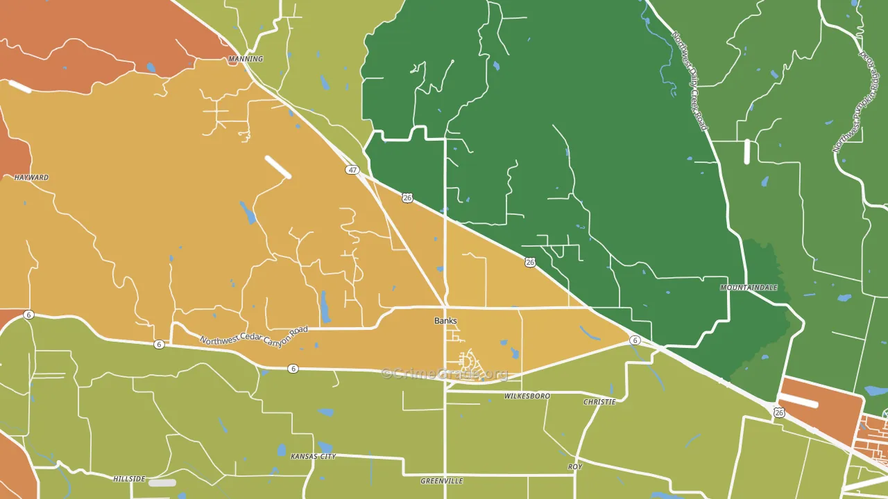 Banks, OR Map of Theft Rates