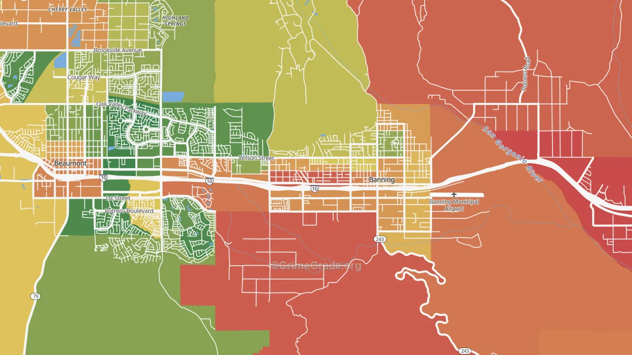 Banning, CA Map of Theft Rates