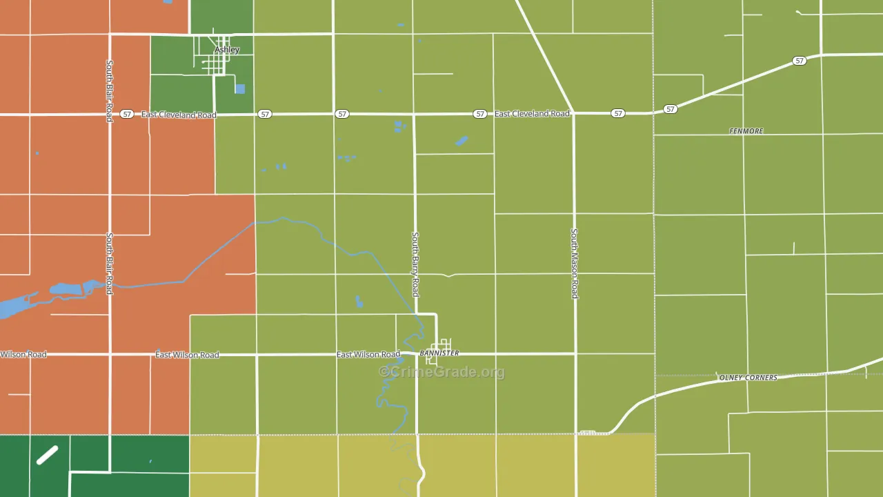 Bannister, MI Map of Theft Rates
