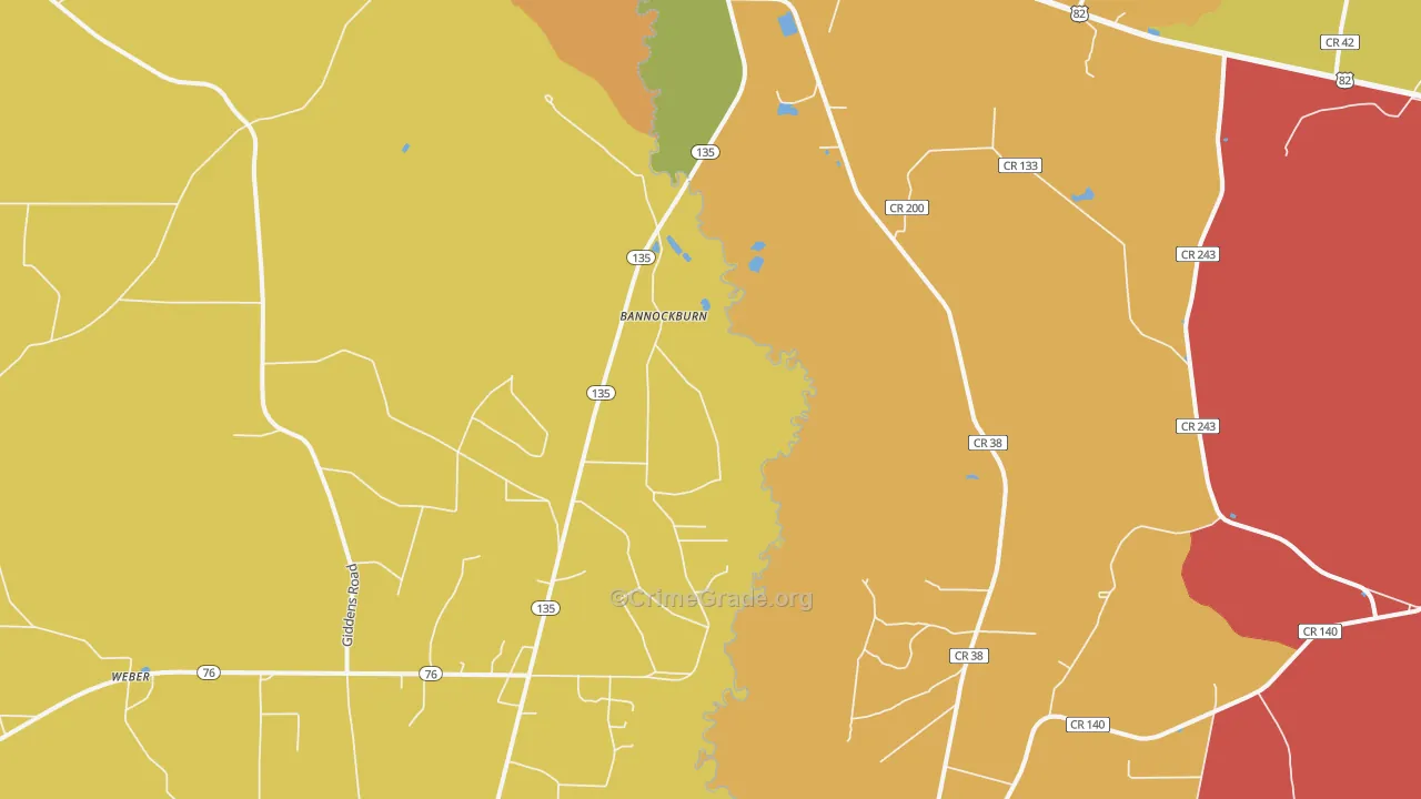 Bannockburn, GA Map of Theft Rates