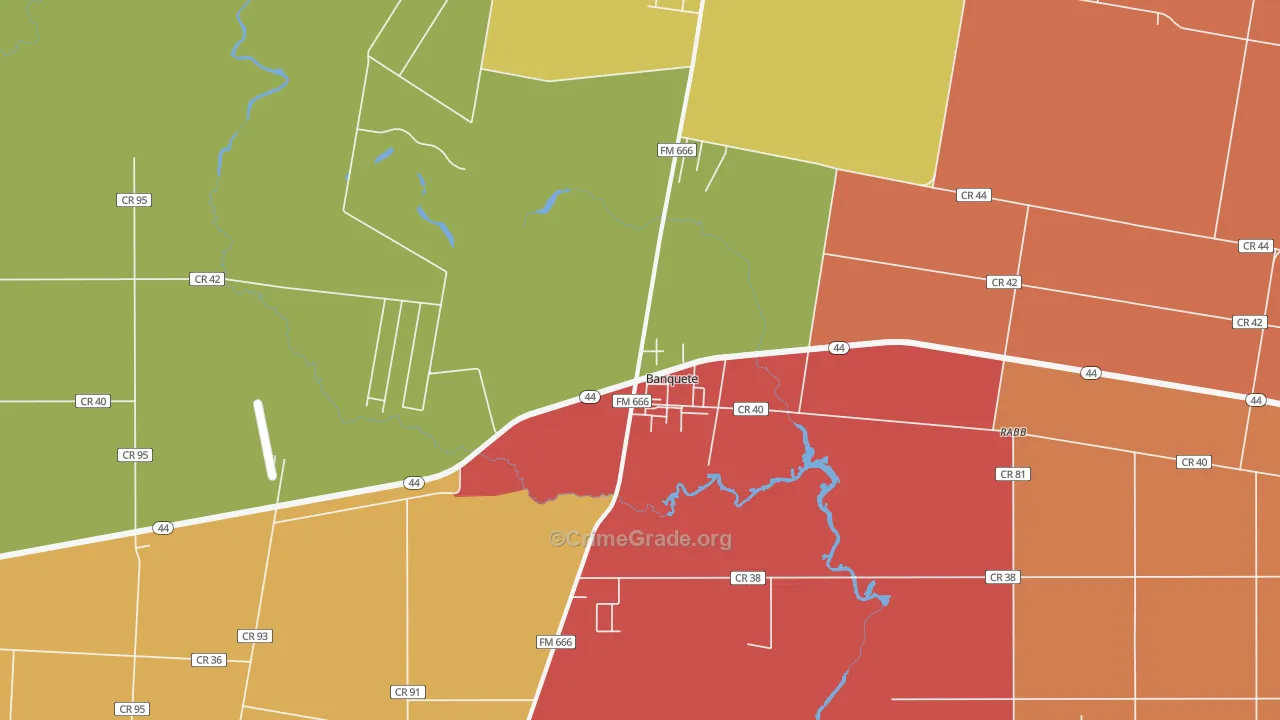 Banquete, TX Map of Theft Rates