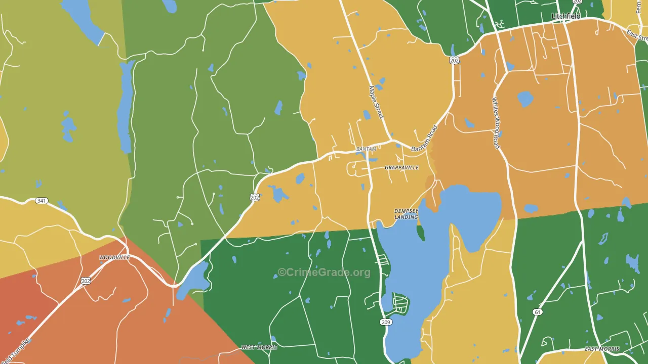 Bantam, CT Map of Theft Rates