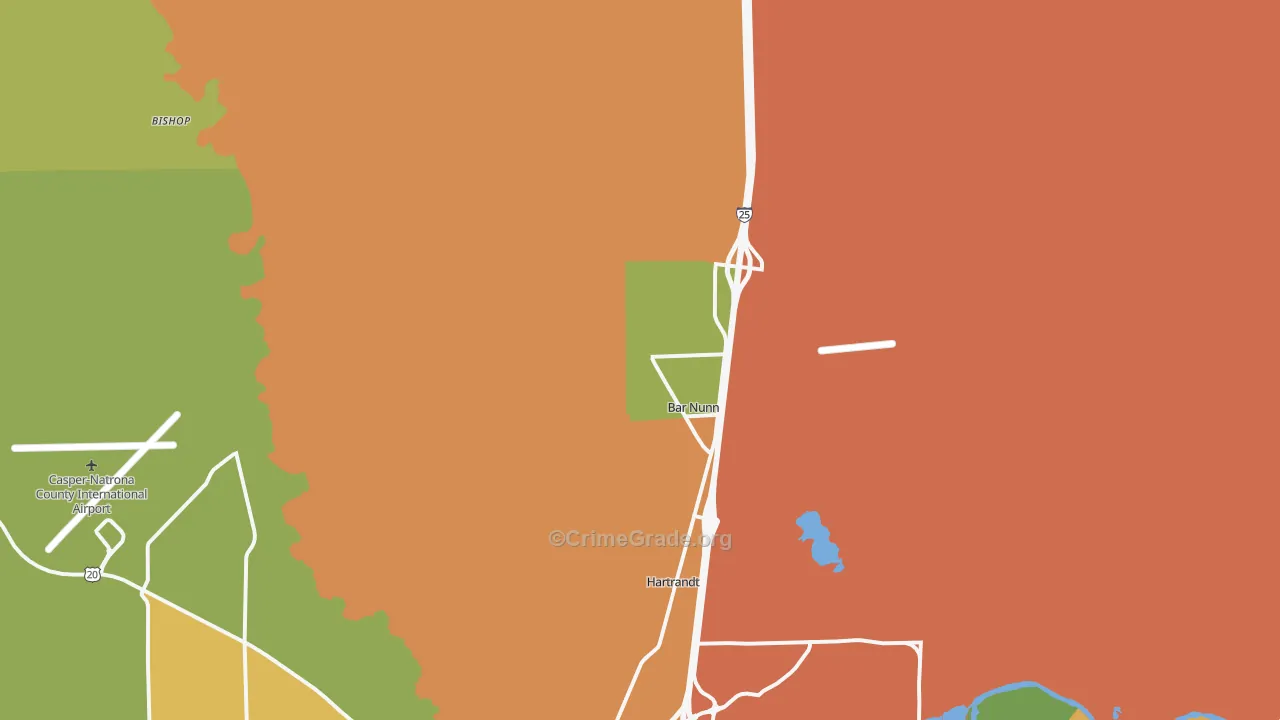 Bar Nunn, WY Map of Theft Rates