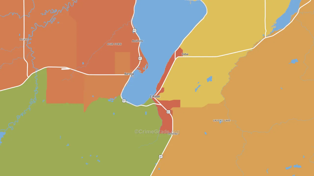 Baraga County, MI Map of Theft Rates