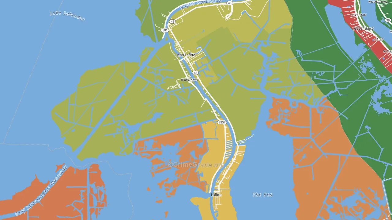 Barataria, LA Map of Theft Rates
