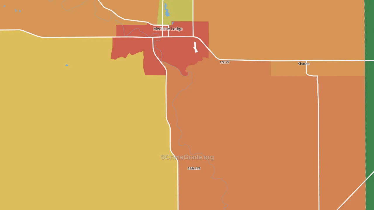 Barber County, KS Map of Theft Rates
