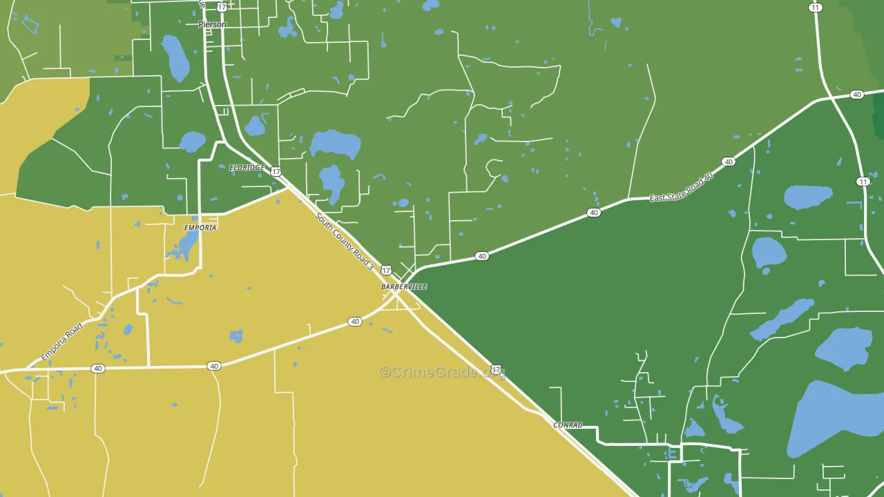 Barberville, FL Map of Theft Rates