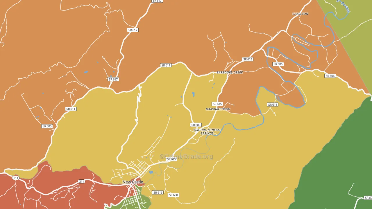 Barbours Creek, VA Map of Theft Rates