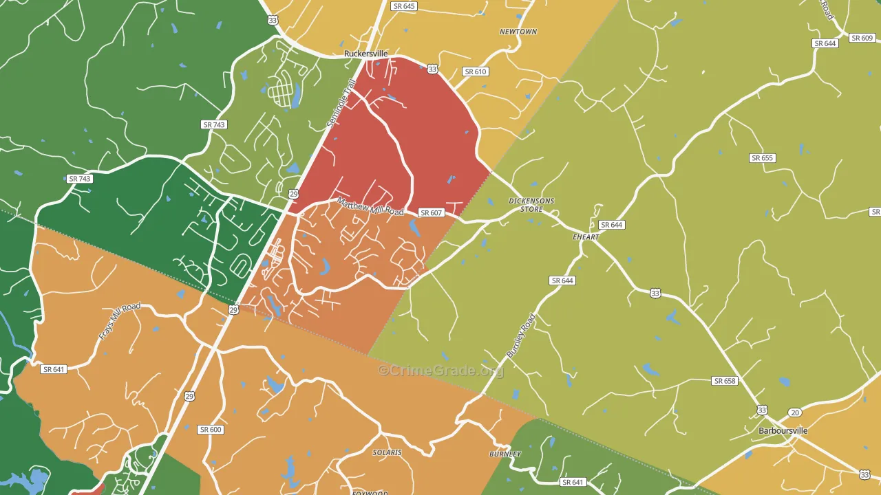 Barboursville, VA Map of Theft Rates