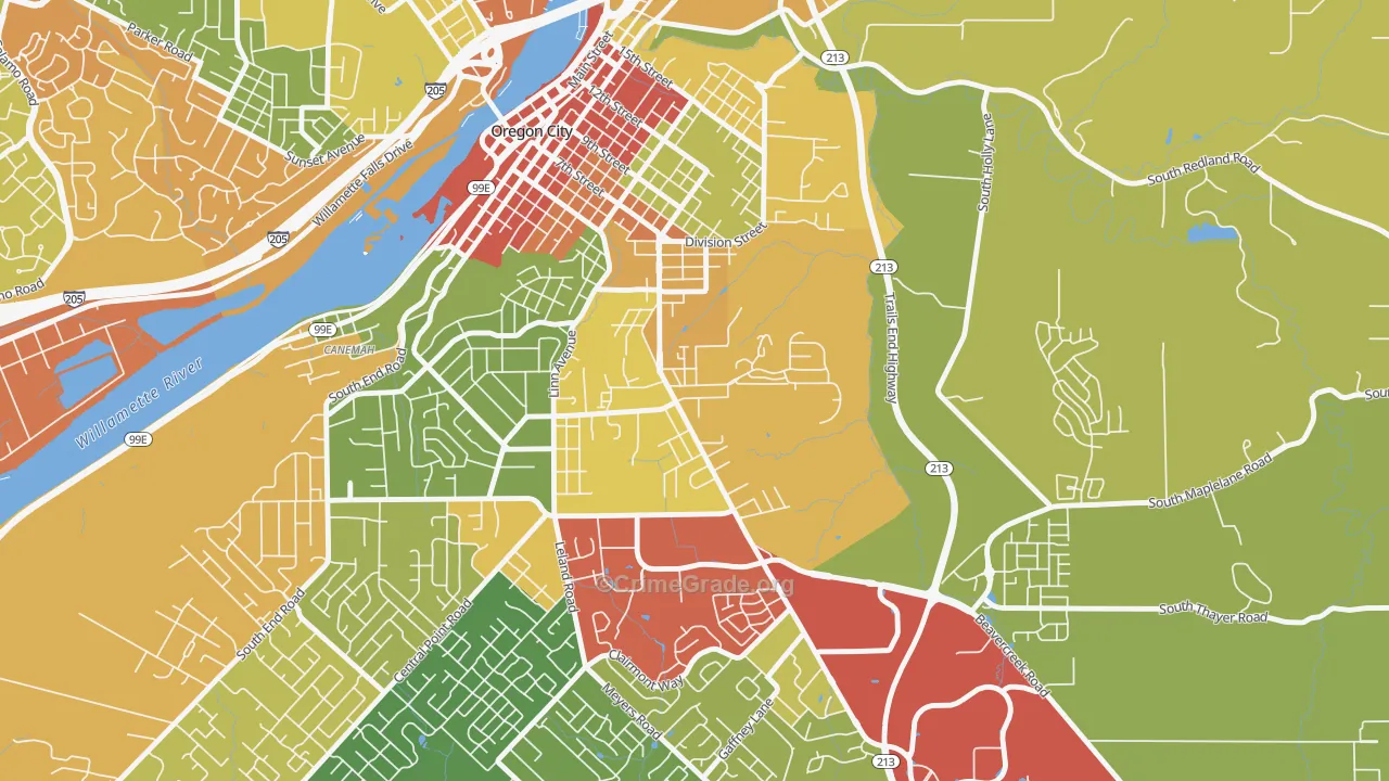 Barclay Hills, Oregon City, OR Map of Theft Rates