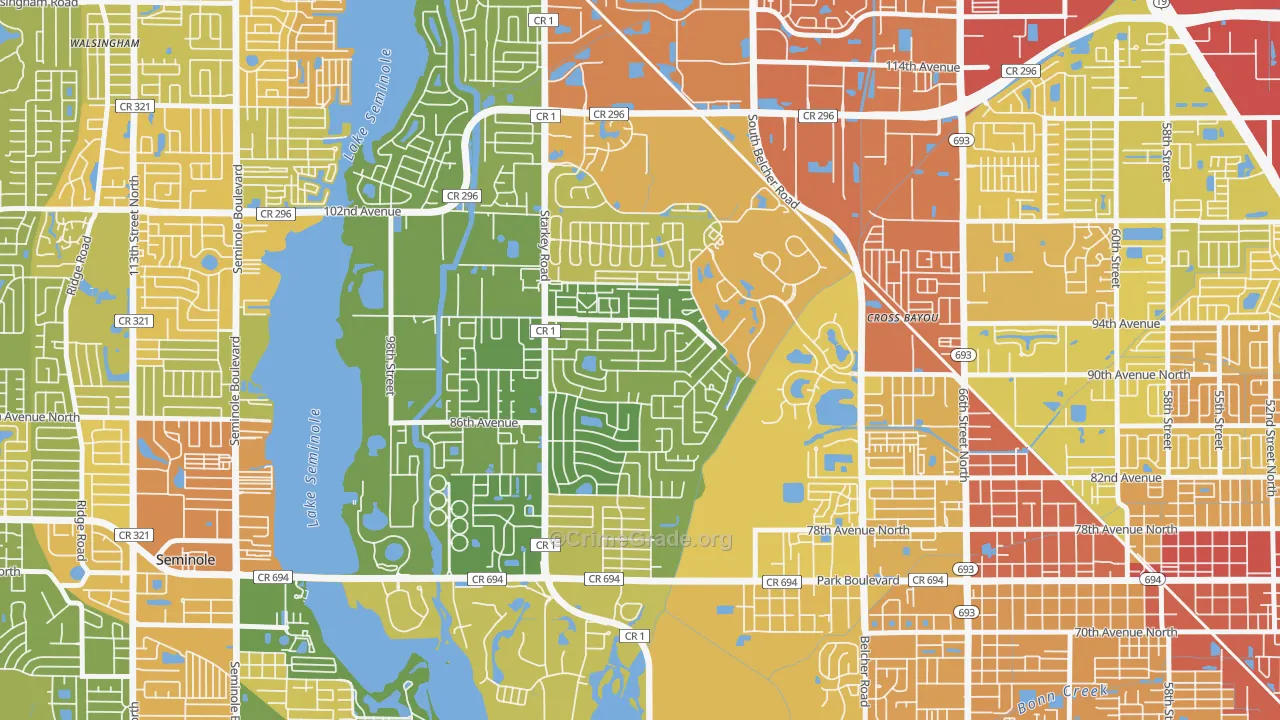 Bardmoor, FL Map of Theft Rates